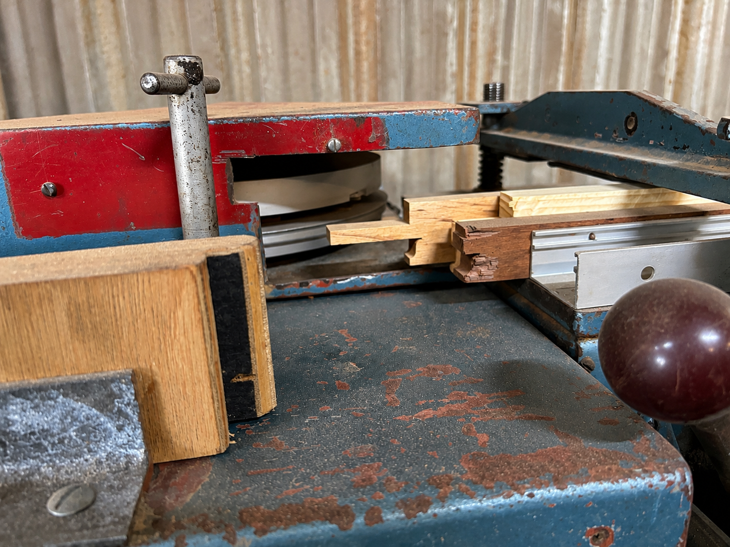 Timber joinery profile being machined in the Buchanan workshop