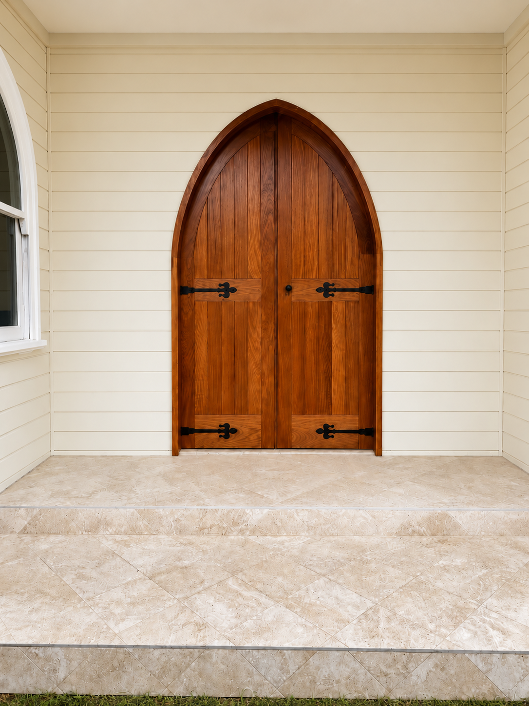 Pointed-arch entry doors
