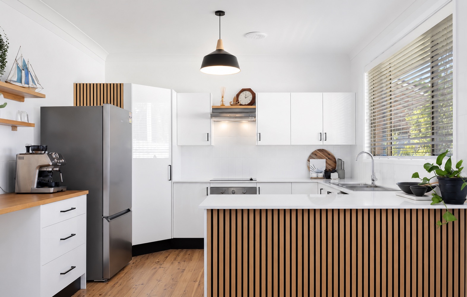 White and timber kitchen